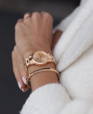 Unisex Analog Rose Gold-Tone Stainless Steel Watch, 28mm