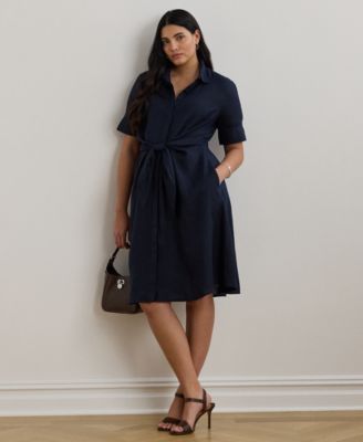 Plus-Size Linen Shirt Dress