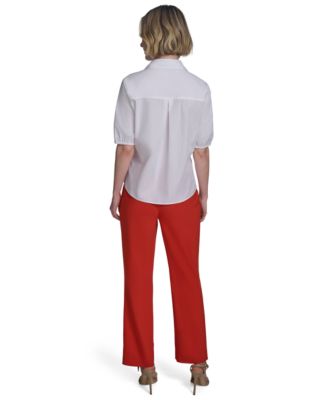 Женская хлопчатобумажная блузка Halston с рукавом до локтя и пуговицами спереди