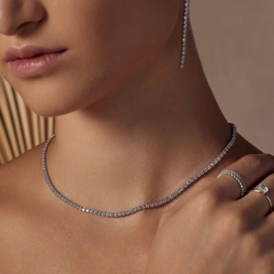 Sterling Silver 18k Gold Plated Cherie Tennis Necklace Holiday Gift Idea