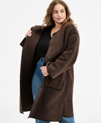 BCBGMAXAZRIA コート BCBGMAXAZRIA Women's Button-Front Edge-Stitch Scarf Coat