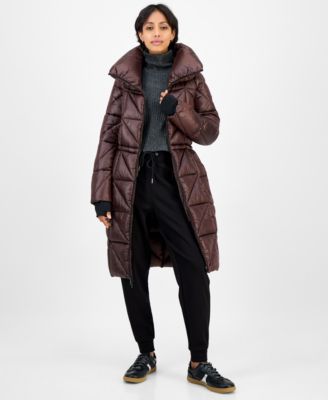 Women's Quilted Thumbhole-Cuff Puffer Coat