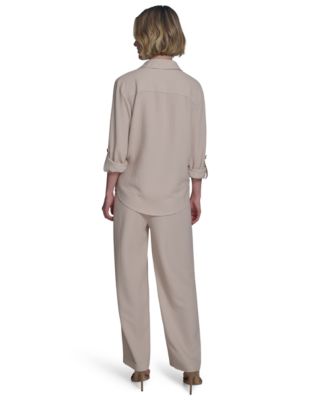 Женская рубашка на пуговицах с отложным воротником Halston