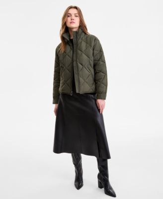 Women's Cropped Diamond Quilted A-Line Jacket, Exclusively at Macy's