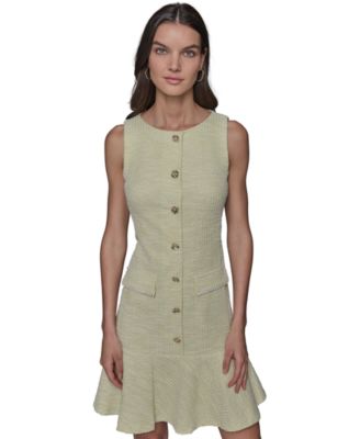 Женское твидовое платье с воланами спереди от КАРЛА ЛАГЕРФЕЛЬДА в ПАРИЖЕ