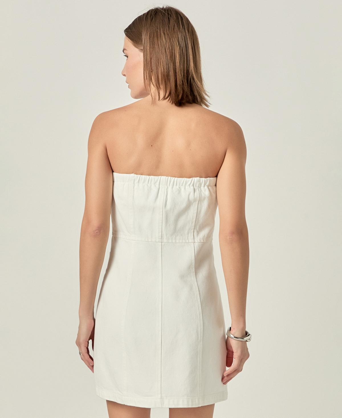 English Factory Women's Strapless Button-front Sheath Dress