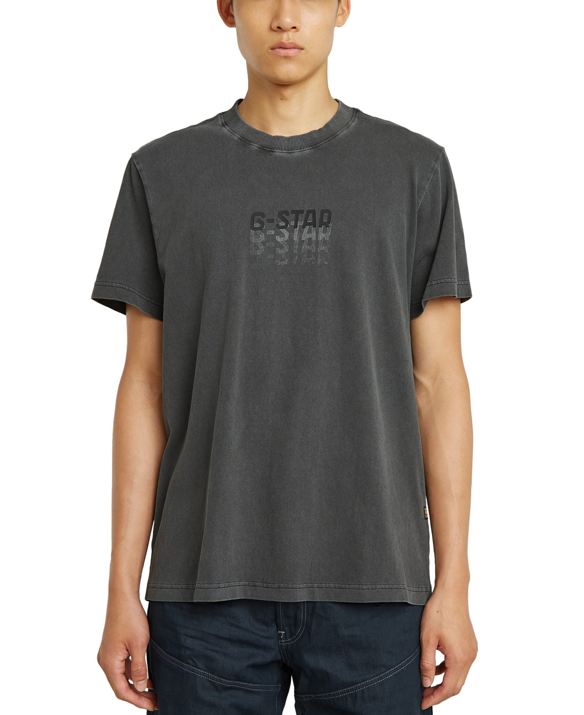 Men's Loose-Fit Multi-Logo Overdyed T-Shirt - Dk Black Gd