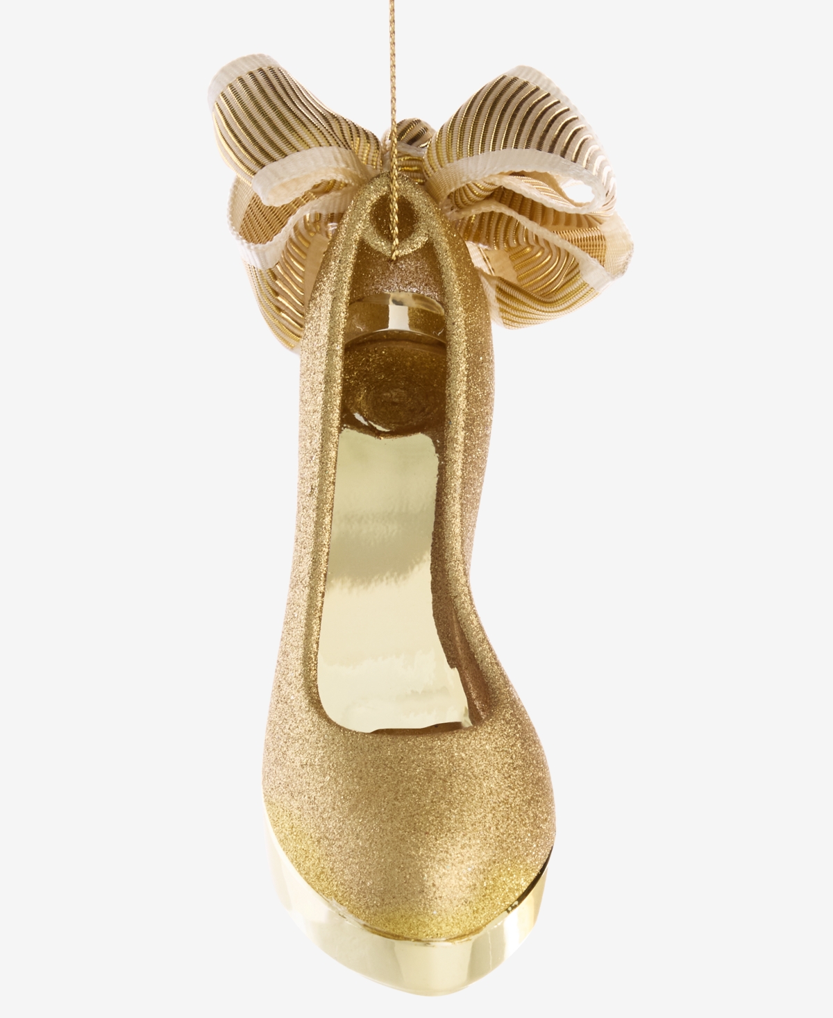 Holiday Lane Christmas Glitters Bow-trim Shoe Ornament, Macy's Exclusive In Transparent