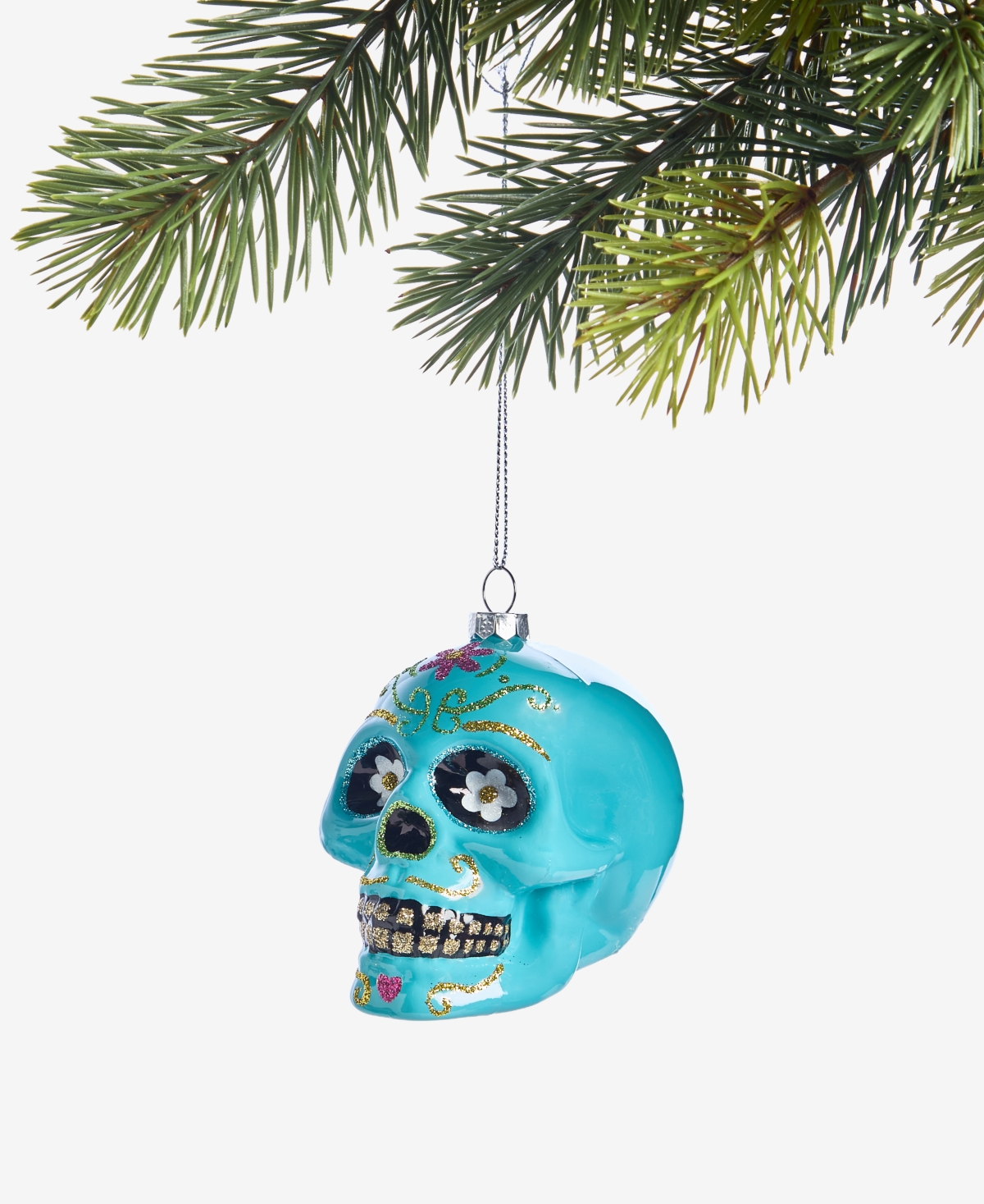 Holiday Lane Day of the Dead Glass Skull Ornament, Macy's Exclusive