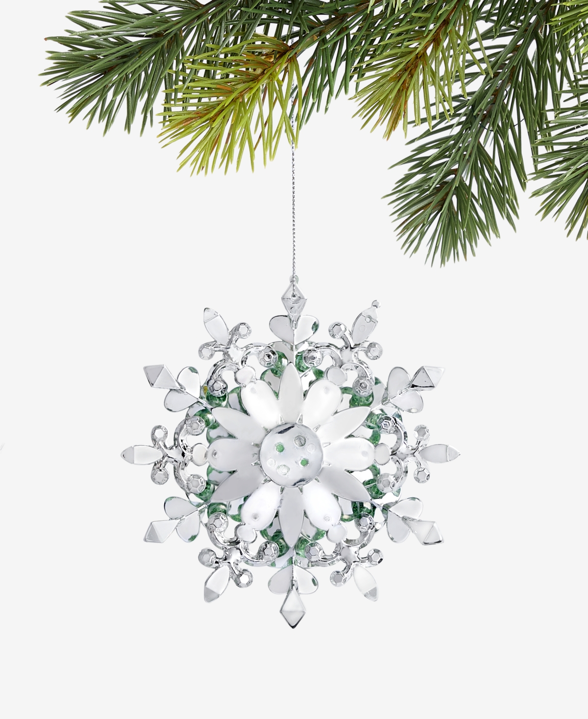 Holiday Lane Enchanted Emerald Green Snowflake Ornament, Macy's Exclusive In Transparent