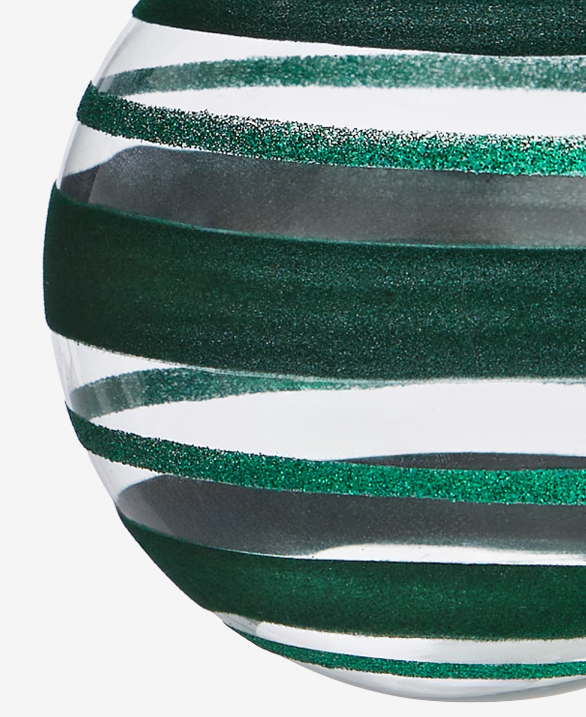 Holiday Lane Enchanted Emerald Glass Striped Ball Ornament, Macy's Exclusive