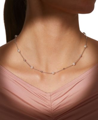 Eliot Danori Silver-Tone Imitation Pearl - Cubic Zirconia Bezel Station Necklace 16 2 extender Exclusively at Macys 13290₽