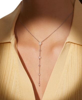 Eliot Danori Silver-Tone Imitation Pearl - Cubic Zirconia Bezel Maisie Lariat Necklace 16 2 extender Exclusively at Macys 11390₽