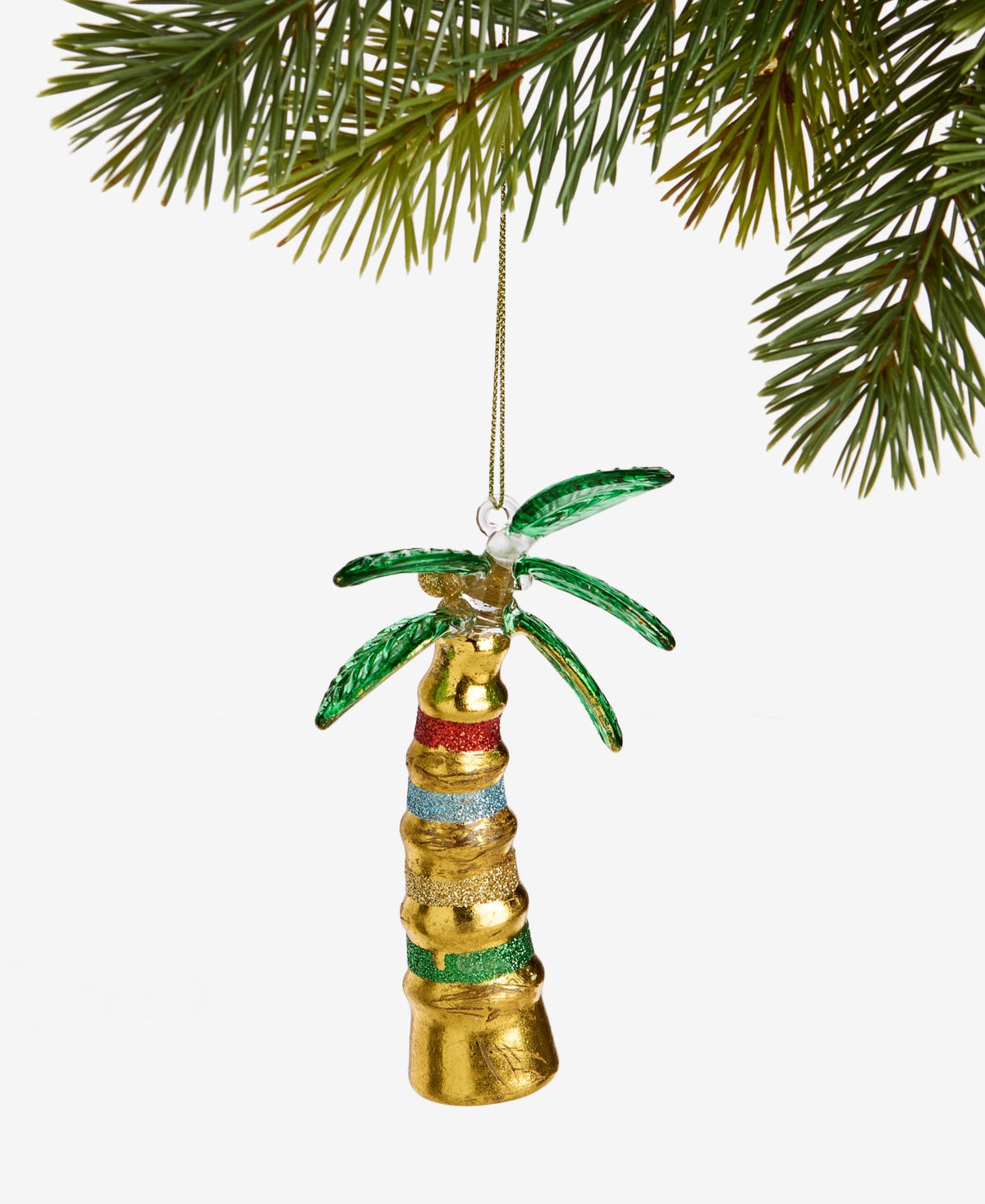 Holiday Lane Hawaii Glass Glittered Palm Tree Ornament, Macy's Exclusive In Transparent