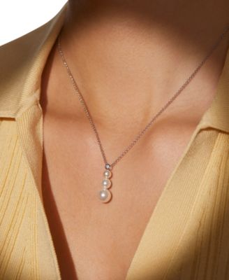 Silver-Tone Imitation Pearl & Cubic Zirconia Maisie Graduated Pendant Necklace, 16" + 2" extender, Exclusively at Macy's