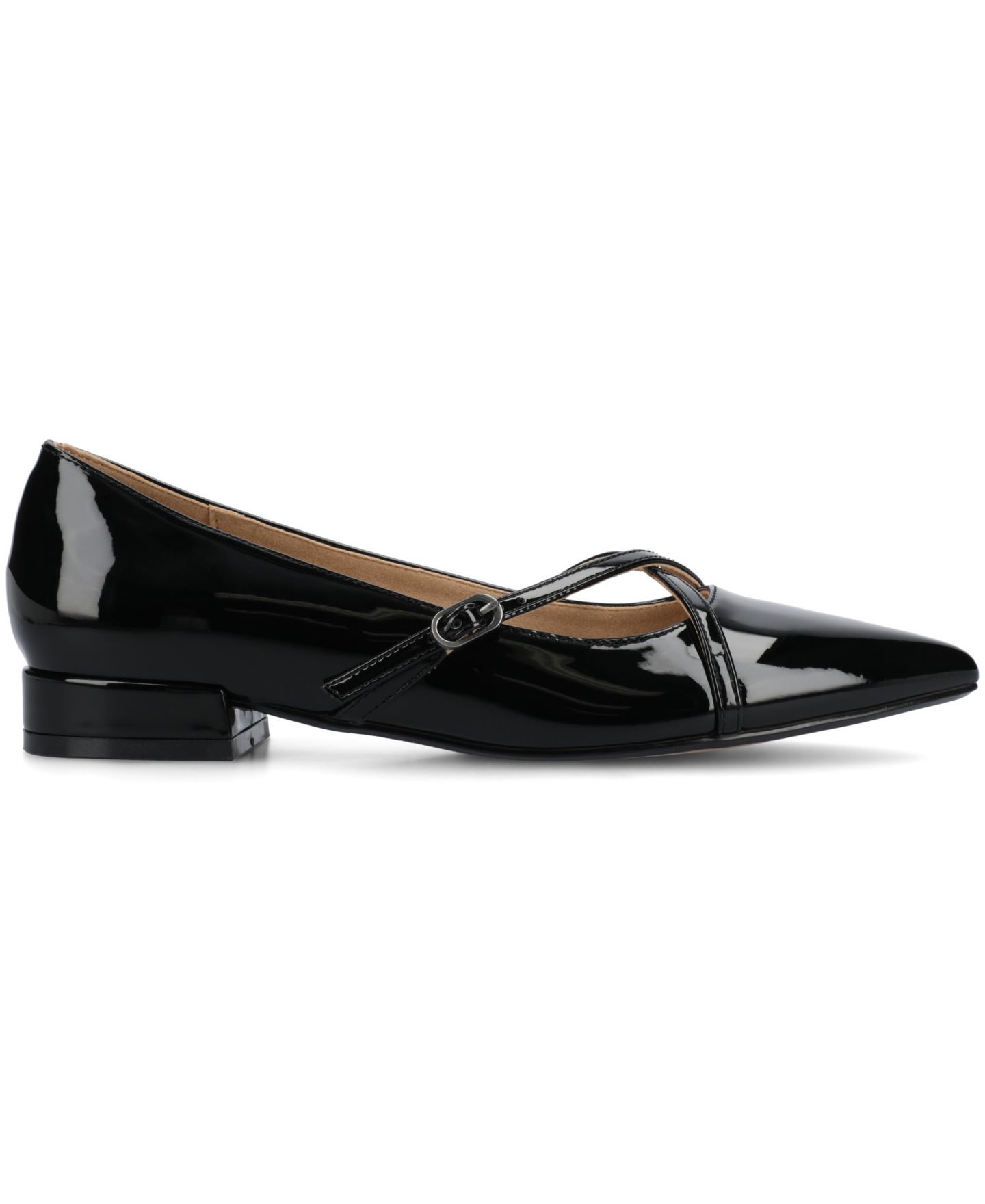 Женские балетки Journee Collection Camby Strappy Pointed Toe Flats, цвет: Чёрный лаковый — фото 2