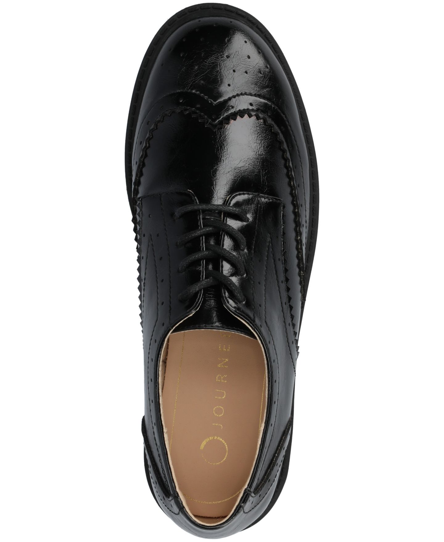 Женские туфли Journee Collection Claudiya Lug Sole Lace Up Oxford, цвет: Чёрный лаковый — фото 4