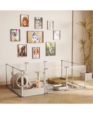 Transparent Pet Pen with Mat for Dog/Cat/Rabbit Litter Box