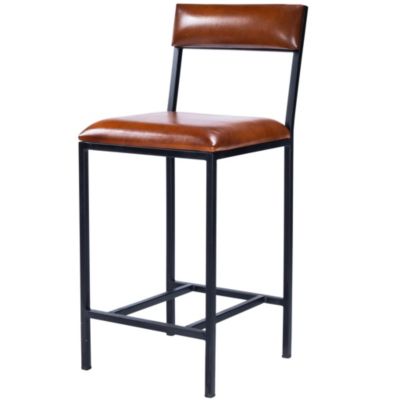 Durable Wood and Iron Bar Stool for Kitchen, Bistro, or Patio Use