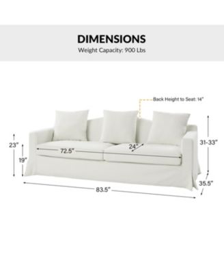 Traditional Antonio 83" Curved Back Slipcovered Sofa with Toss Pillows