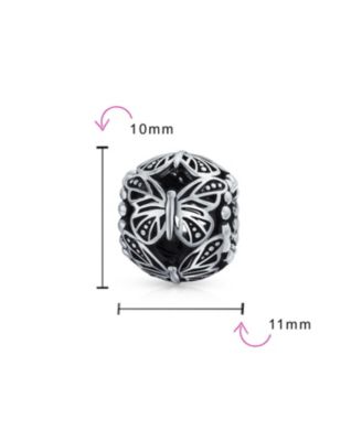 Set of 2 Butterfly Filigree Charm Beads in Sterling Silver