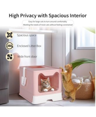 Cat Litter Boxes Pet Toilet with Scoop Drawer Top Opening