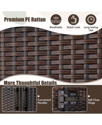 PE Rattan Wicker Wardrobe with 2 Doors and Hanging Rod – Elegant Storage Cabinet for Bedroom or Closet