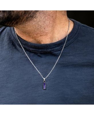 Men's Birthstone Tag Necklace – Silver Pendant