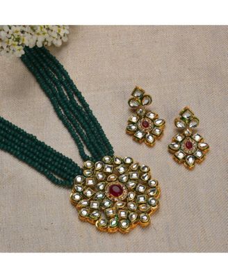 Женский позолоченный набор украшений из бисера SOHI Kundan