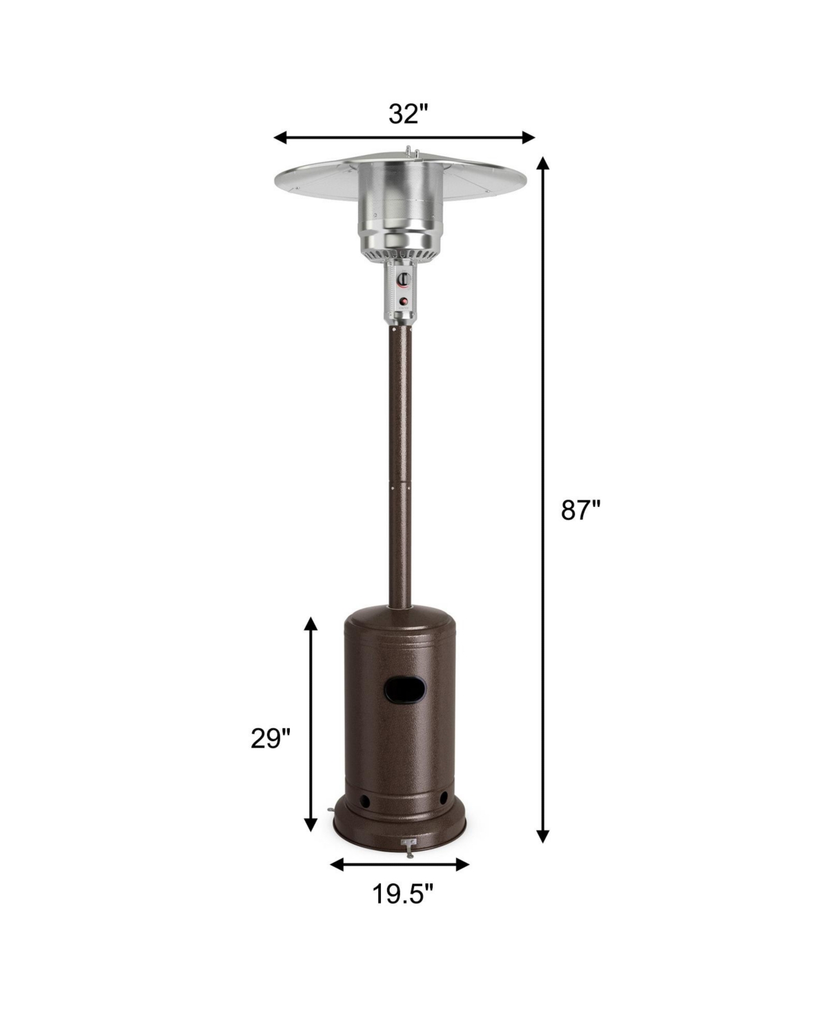Stainless Steel Propane Patio Heater with Safety Tip-Over Protection – Reliable Outdoor Heater