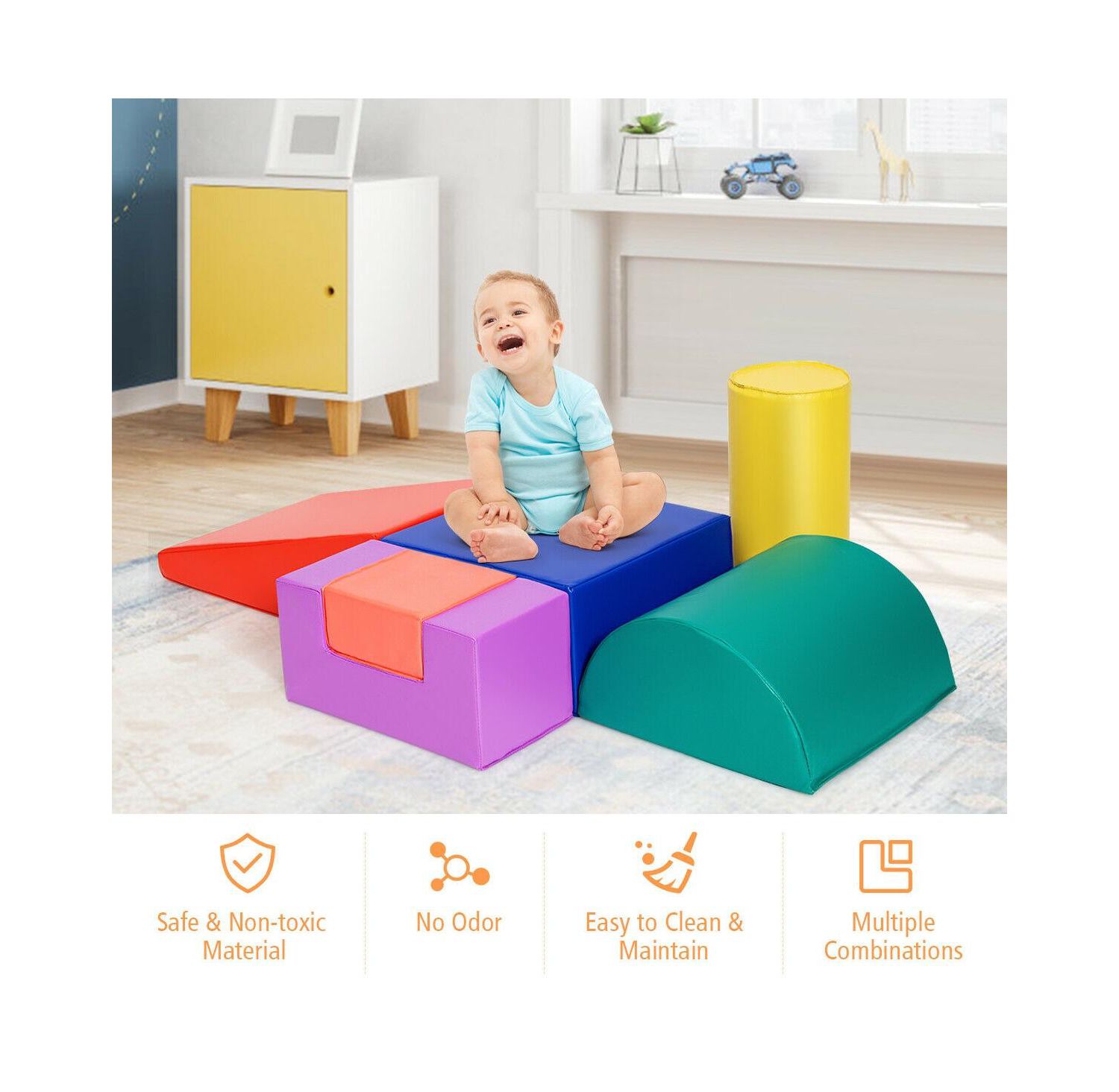 Foam Stackable Soft Climb Crawl Play Set, 6-Piece Set