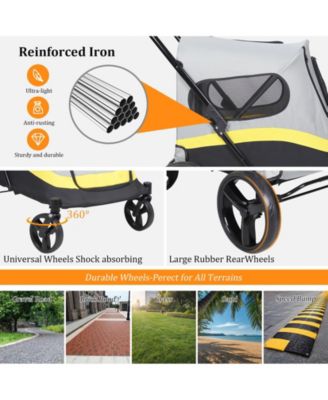 4 Wheel Medium-Large Dog Stroller With 3 Zipper Doors