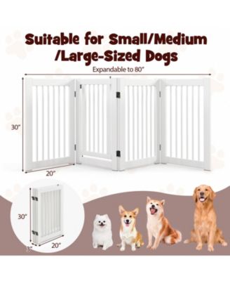 4-Panel Freestanding Wooden Pet Gate – Tall Dog Fence for Safety and Style