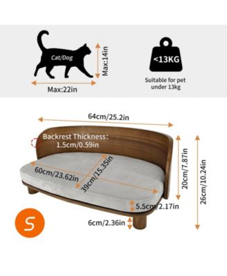 Wooden Elevated Cat&Dog Bed Stool With Pad for Indoor Pets
