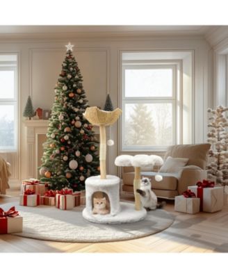 Solid Wood Cat Tree Tower for Indoor Cats With Soft Cushions