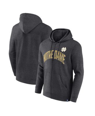 Fanatics - Men's Heather Charcoal Notre Dame Fighting Irish Iconic Fleece Full-Zip Hoodie