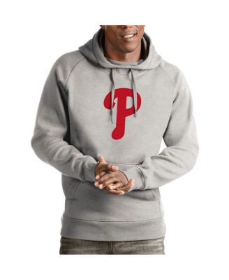 Мужская серая толстовка-пуловер Philadelphia Phillies Victory с капюшоном в полоску от Антигуа