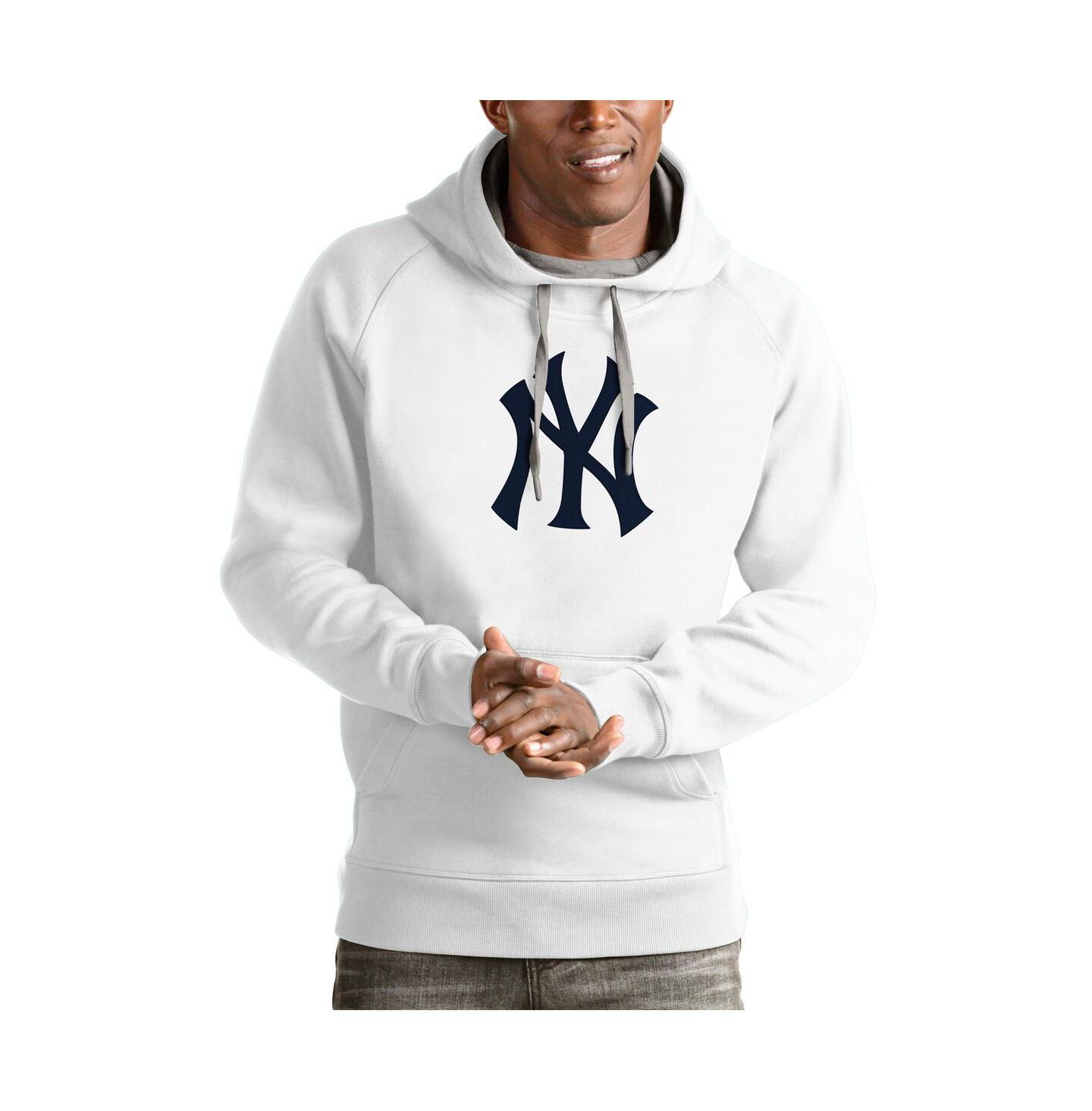 Мужское худи Antigua White New York Yankees Victory Pullover Team Logo — фото 1