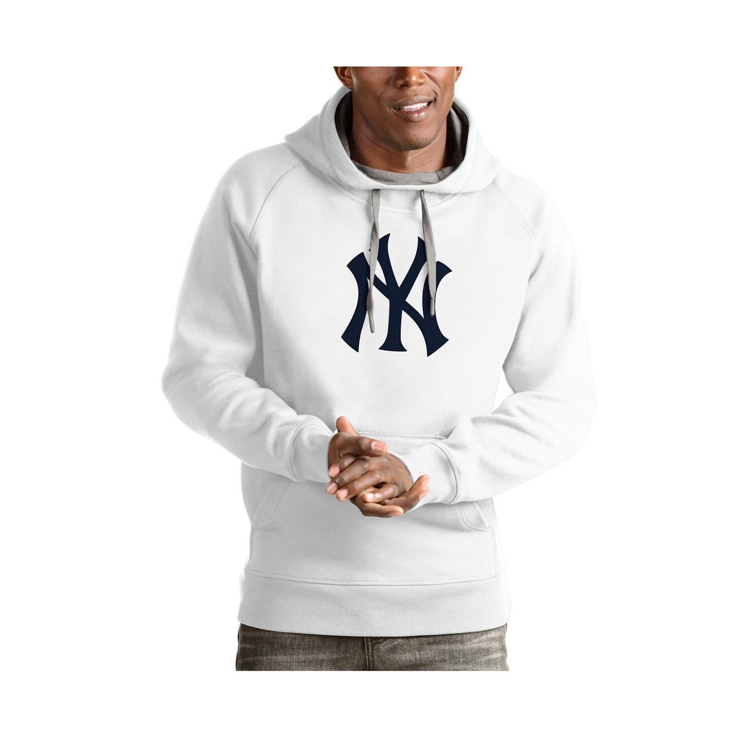 Men's White New York Yankees Victory Pullover Team Logo Hoodie