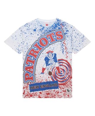 Men's White New England Patriots Big Tall Allover Print T-Shirt