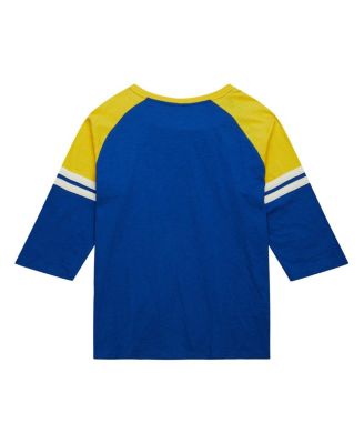 Men's Royal Seattle Mariners Cooperstown Collection Legendary Raglan Slub Henley 3/4-Sleeve T-Shirt