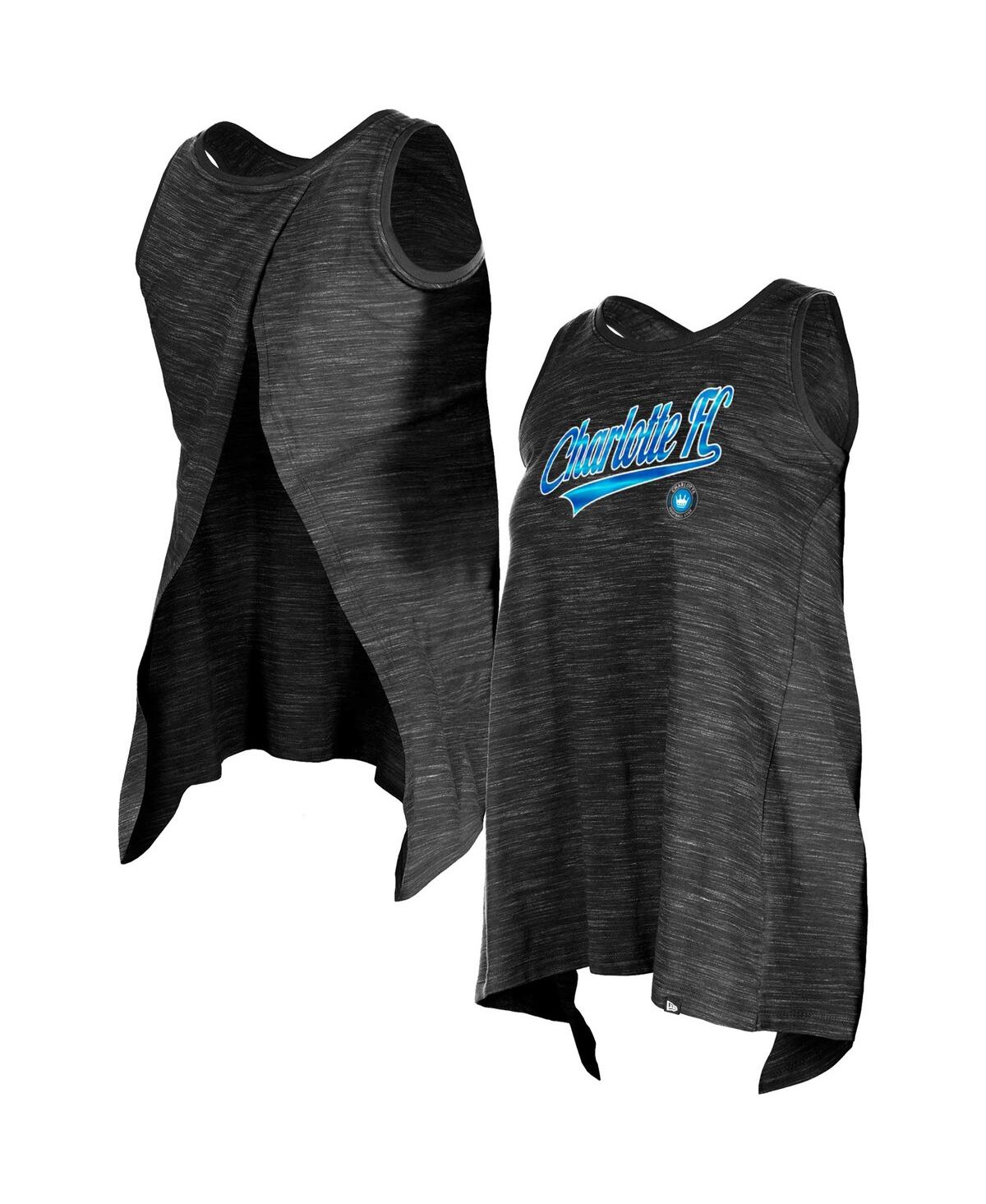 Women's by New Era Black Charlotte Fc Athletic Cross Back Tank Top - Black