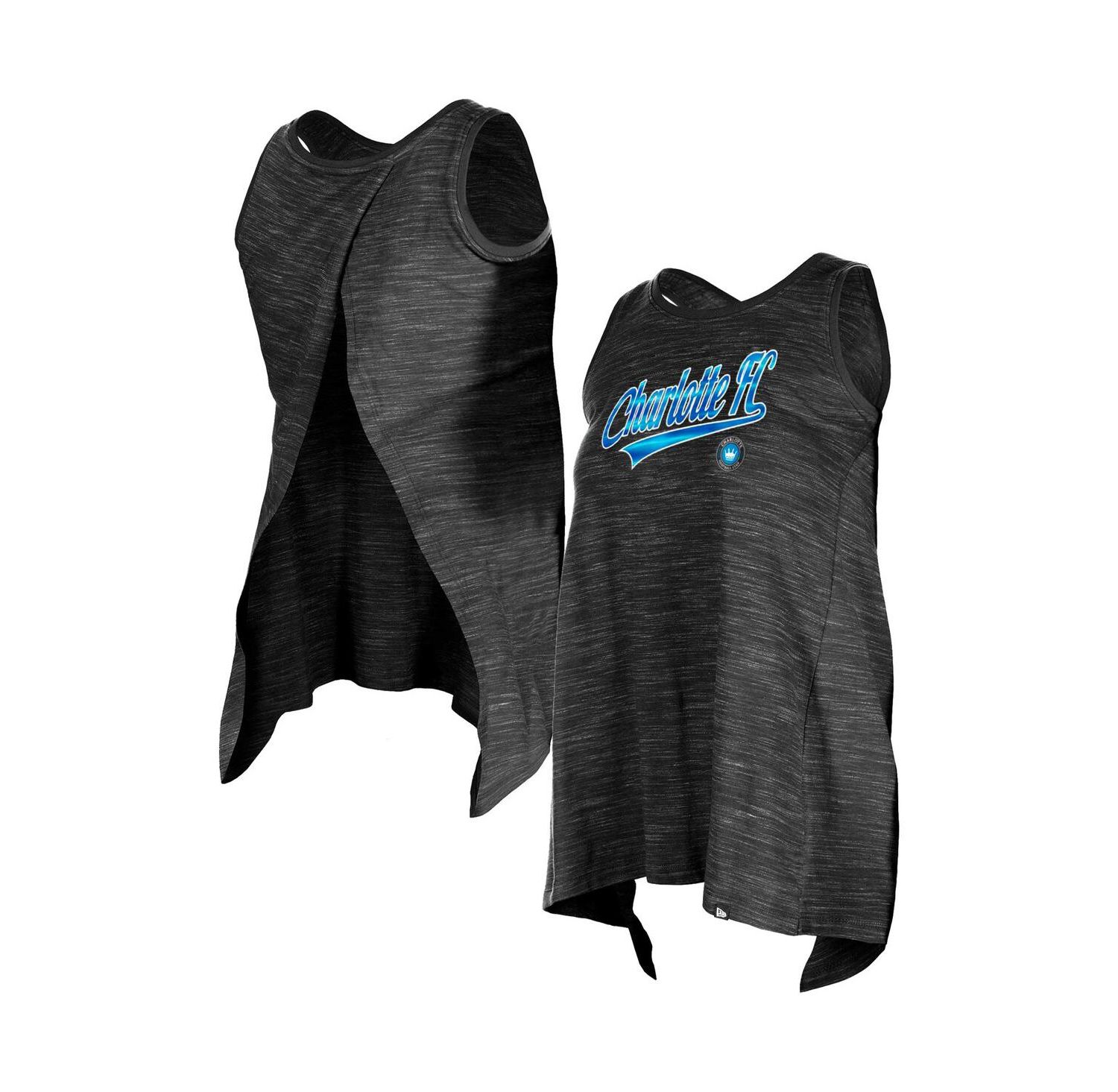Women's by New Era Black Charlotte FC Athletic Cross Back Tank Top