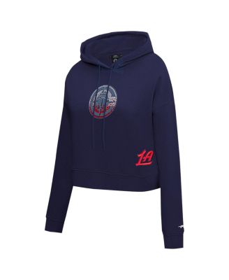 Women's Navy LA Clippers Jewels Cropped Pullover Hoodie