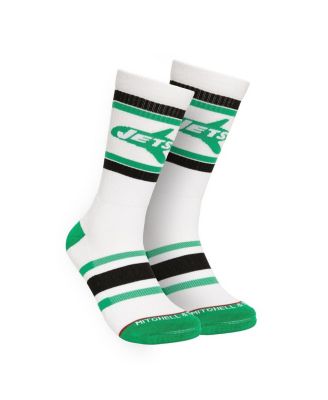 Мужские бело-зеленые носки New York Jets Throwback Team Stripes Crew от Mitchell & Ness