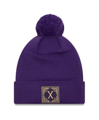 Мужская вязаная шапка New Era из фиолетового трикотажа Orlando City SC с манжетой на крючке и помпоном