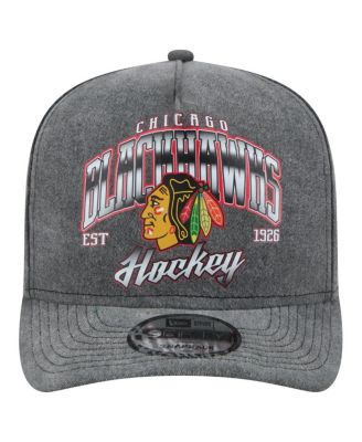Men's Charcoal Chicago Blackhawks Throwback Washed A-Frame Pre-Curved 9FIFTY Snapback Hat