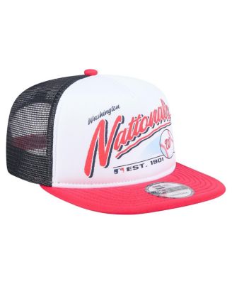 Men's White/Red Washington Nationals Retro Script Trucker 9FIFTY Snapback Hat
