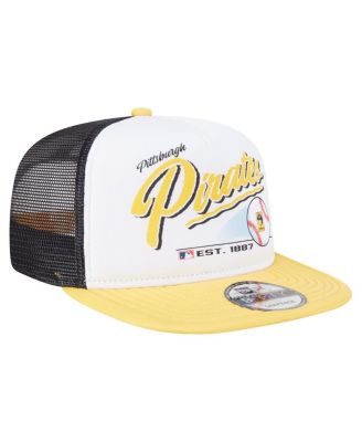 Men's White/Gold Pittsburgh Pirates Retro Script Trucker 9FIFTY Snapback Hat