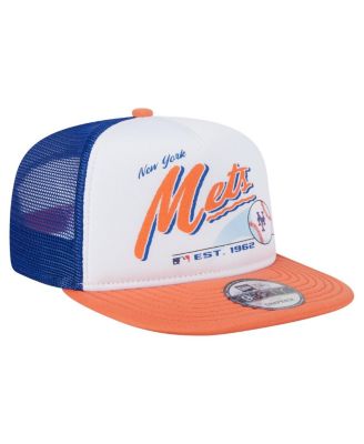Men's White/Orange New York Mets Retro Script Trucker 9FIFTY Snapback Hat